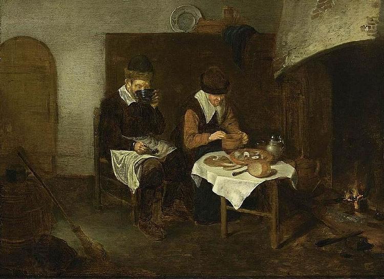 Quirijn van Brekelenkam A Couple Having a Meal before a Fireplace China oil painting art